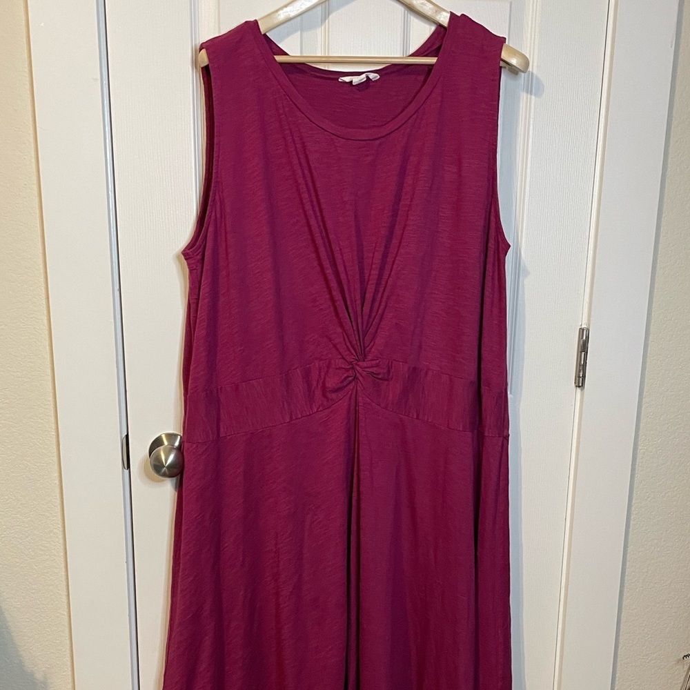 Caslon magenta sleeveless drop waist dress w/ twist detail plus sz 3x